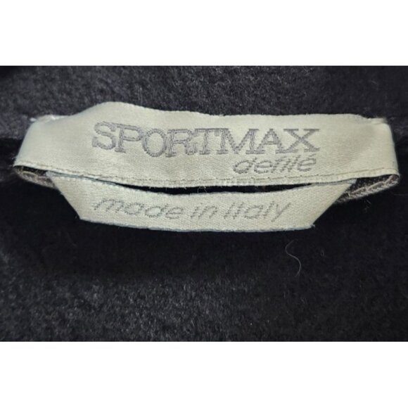 Max Mara Sportmax Black 100% Virgin Wool Jacket Women’s Frayed Hem Italy Size 2 - Picture 11 of 16